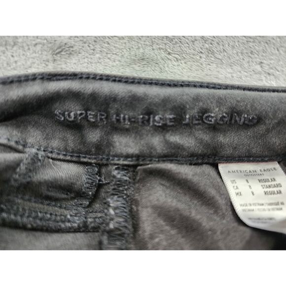 American Eagle Next Level Stretch Super High Rise Jegging Size 8 Black Button - Picture 7 of 15